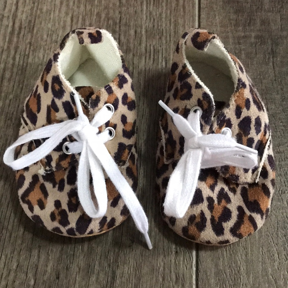 Leopard print suede soft sole shoes